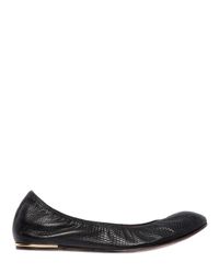Lanvin | Black 10mm Lizard Embossed Leather Ballerinas | Lyst