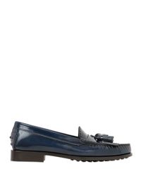 Tod's | Blue 20mm Città Brushed Leather Loafers | Lyst