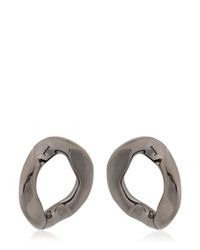Pluma | Black Link Gunmetal Earrings | Lyst