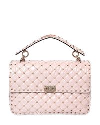 Valentino Pink Large Spike Georgette & Pvc Shoulder Bag