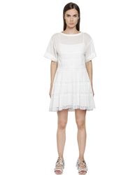 Philosophy Di Lorenzo Serafini | White Cotton Muslin Dress With Lace Inserts | Lyst