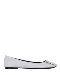Roger Vivier | Gray 10mm Belle Vivier Leather Flats | Lyst