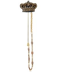 Dolce & Gabbana | Metallic Beaded Crown Pin With Chain | Lyst