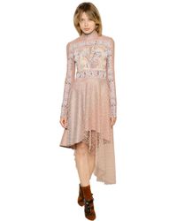 Peter Pilotto Pink Embroidered Jersey & Lace Dress