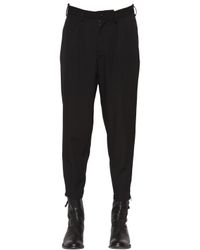 Yohji Yamamoto Black Wool Gabardine Cropped Pants for men