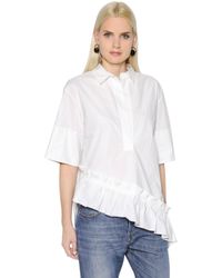 Marni | White Crisp Cotton Shirt W/ Ruffled Hem | Lyst
