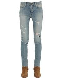 Saint Laurent | Blue 15cm Super Destroyed Stretch Denim Jeans | Lyst