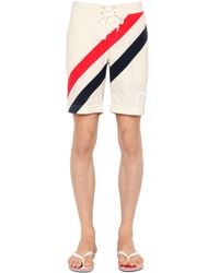 Thom Browne White Diagonal Stripes Nylon Swim Shorts for men