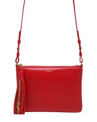 Saint Laurent | Red Teen Monogram Leather Shoulder Bag | Lyst