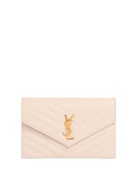 Saint Laurent | White Quilted Monogram Grained Leather Bag | Lyst