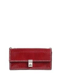Valentino Red Small Micro Studded Python Shoulder Bag