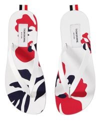 Thom Browne White Floral Printed Leather Sandals for men