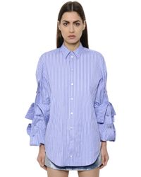 Y. Project Blue Oversized Striped Cotton Poplin Shirt