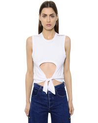 Y. Project White Cut Out Cotton Jersey Tank Top