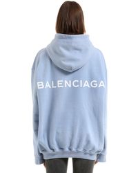 Balenciaga Logo Hooded Sweatshirt W/ Mobile Pocket in Light Blue (Blue) -  Lyst