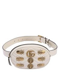 Gucci White Small Gg Marmont Belt Pack W/ Appliqués