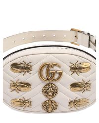 Gucci White Small Gg Marmont Belt Pack W/ Appliqués