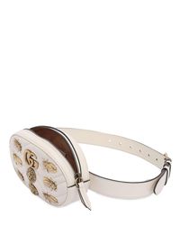 Gucci White Small Gg Marmont Belt Pack W/ Appliqués