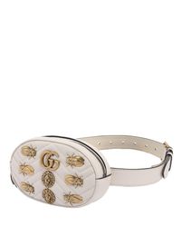 Gucci White Small Gg Marmont Belt Pack W/ Appliqués