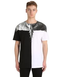Marcelo Burlon Cotton Split Feathers T-shirt in Black/White (Black) for Men - Lyst