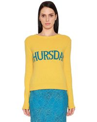 Alberta Ferretti Yellow Thursday Wool & Cashmere Knit Sweater