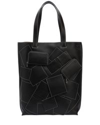 Loewe Black Wallet Patches Leather Tote Bag