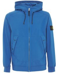 Stone Island Hooded Soft Shell R Tech Jacket In Blue For Men Lyst