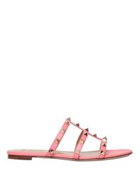 Valentino Pink 10mm Rockstud Leather Sandals