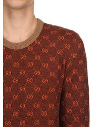Gucci Logo-intarsia Wool And Alpaca-blend Sweater in Brown/Orange (Brown)  for Men - Lyst