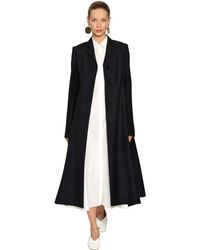 Jil Sander Blue Wool & Mohair Long Coat