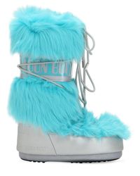 Botas Para La Nieve Con Pelo Largo Moon Boot de color Azul | Lyst