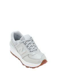 Leather 574 Platform Sneakers in Grey 