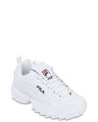 Fila Disruptor Faux Leather Platform Sneakers in White - Lyst