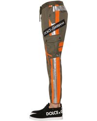 Dolce & Gabbana Cotton Patchwork Cargo Pants W/ Logo Tape in 