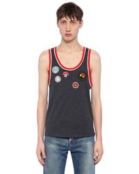 Saint Laurent Gray Patch-work Tank Top for men