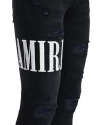 Jeans In Denim Con Ricamo Logo da Uomo di Amiri in Nero | Lyst