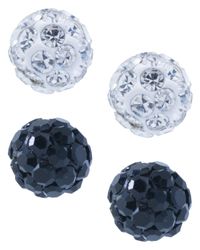Giani Bernini Crystal 4mm 2-pc Set Pave Stud Earrings In Sterling Silver, Available In Black And White Or Red And White