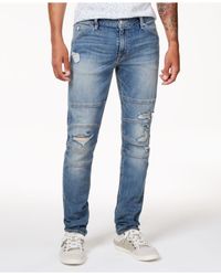 guess slim tapered moto jeans