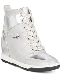 Bebe Sport Charlane Wedge Sneakers In Silver Metallic Lyst