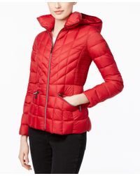 michael kors red puffer coat