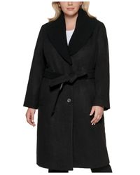 dkny belted wrap coat
