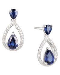 Macy's Multicolor Sapphire (1-1/5 Ct. T.w.) & Diamond (1/20 Ct. T.w.) Openwork Teardrop Drop Earrings In Sterling Silver
