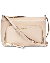 calvin klein lily saffiano leather top zip crossbody