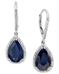 Macy's Metallic Black Sapphire (12 Ct. T.w.) And White Topaz (1/2 Ct. T.w.) Drop Earrings In Sterling Silver