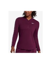 Nike Synthetic Court Dry Top Long Sleeve 1 2 Zip Bordeaux White White Bordeaux Clothing In Purple Lyst