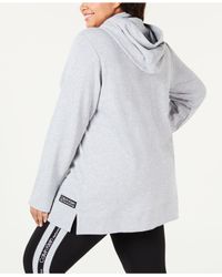 Calvin Klein Gray Performance Plus Size Logo Zip Hoodie