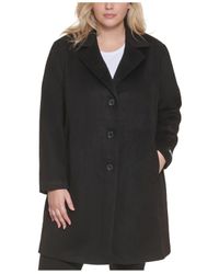 dkny black wool blend coat