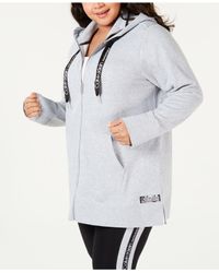 Calvin Klein Gray Performance Plus Size Logo Zip Hoodie