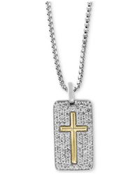 sapphire effy ct pendant necklace cross tag dog 18k sterling silver gold metallic