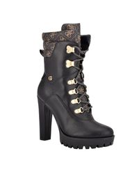 high heeled combat booties